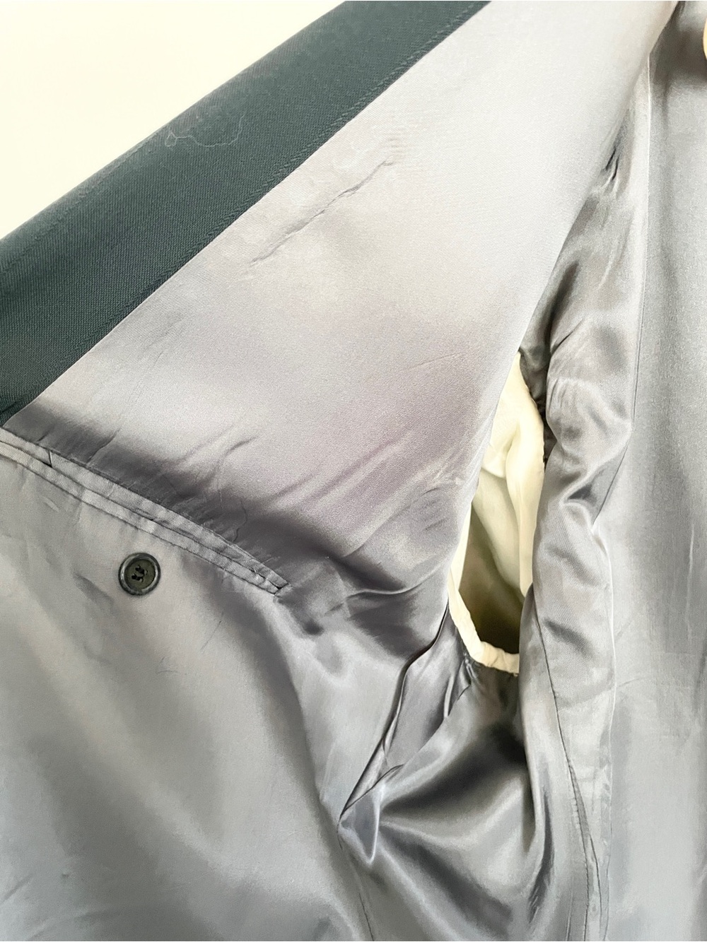 Vintage Power Blazer Virgin Wool Striped Oversized Teal A. Gold & Sons Sz 52L - Picture 12 of 16